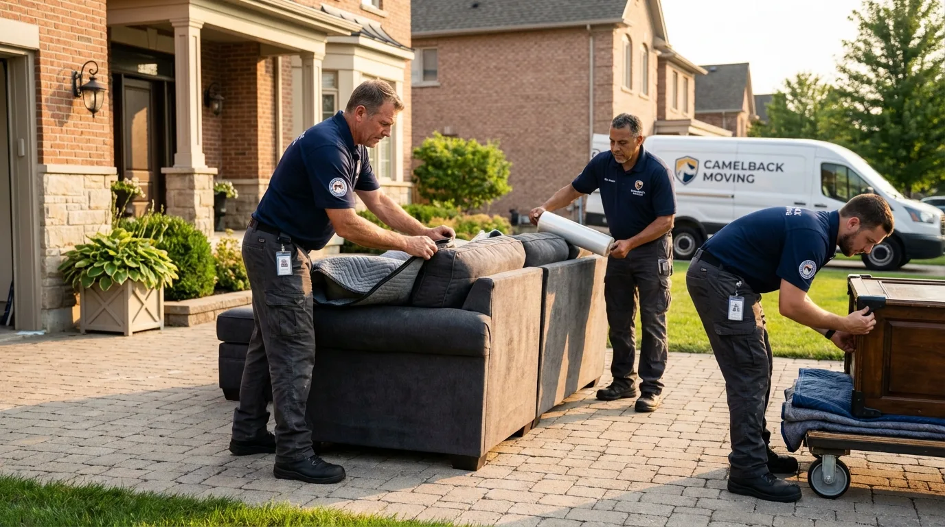 Large estate moving crew wrapping furniture in Castro Valley, CA