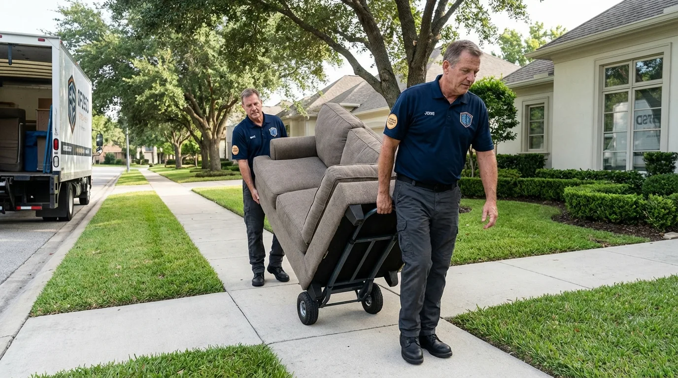 Local residential moving crew loading furniture in Castro Valley, CA
