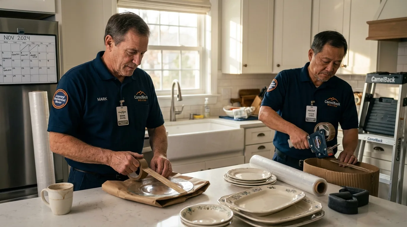 Professional crew packing kitchen dishware in Castro Valley, CA
